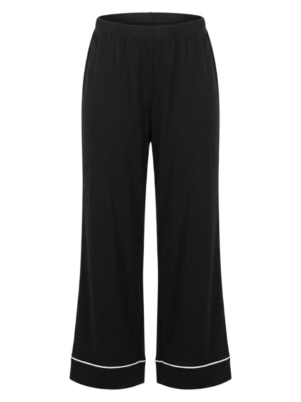 Nicole Miller Pull On Jersey Pajama Pants Sz L Black White Piping Sleepwear Soft